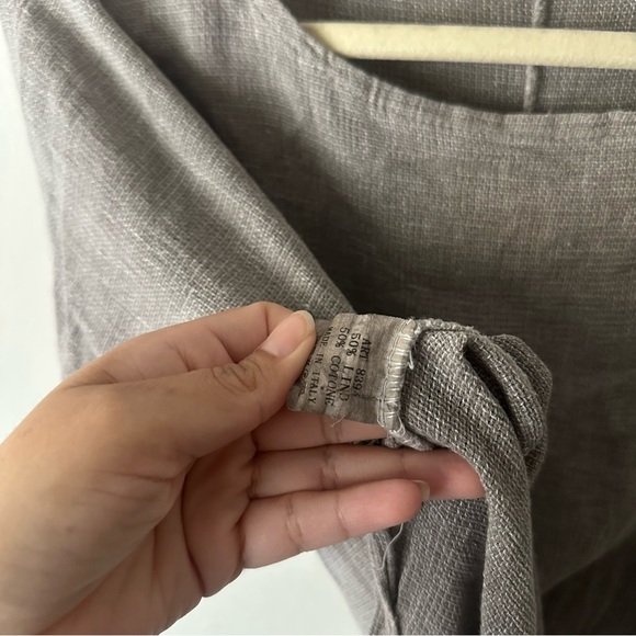 Meo Meli Made in Italy Linen Blend Slit Top in Grey - Picture 8 of 12
